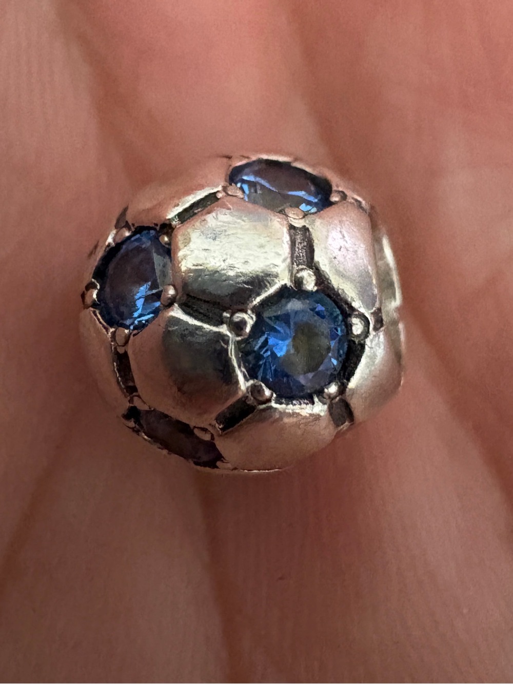 Authentic *Retired* Pandora Blue Zirconia Soccer Ball Charm